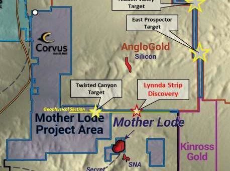 Corvus Gold meldet brandneue Oxid-Gold-Entdeckung bei Ziel Lynnda Strip, 2,5 km nördlich der Lagerstätte Mother Lode mit 0,90 g/t Au auf 44 m und 0,74 g/t Au auf 20 m innerhalb von 0,44 g/t Au auf 197 m