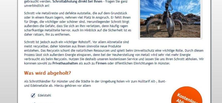 Wir holen in Münster und Umgebung Ihren Metallschrott ab – Schrottabholung in Münster