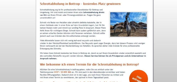 Die Schrottabholung in Bottrop holt Ihren Altmetallschrott ab