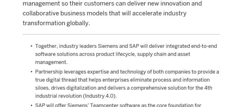 SAP Kooperation mit Siemens – SAP PLM Strategie