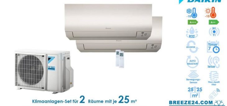 Klimaanlagen – Set von Daikin für 2 Zimmer mit bis zu je 25 m²