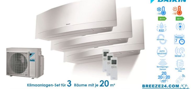 Klimaanlagen – Set von Daikin für 3 Zimmer mit bis zu je 20 m²