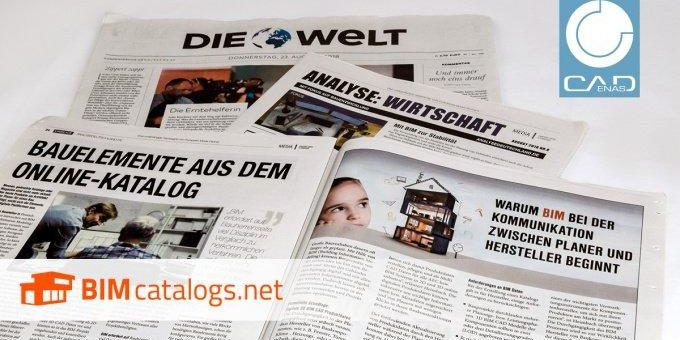 DIE WELT veröffentlicht Bericht über BIMcatalogs.net von CADENAS in Sonderbeilage mit über 670.000 potenziellen Lesern