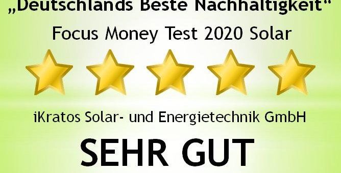 iKratos „Wir leben Solar“ – „Deutschlands Beste Nachhaltigkeit“ im Bereich Solartechnik