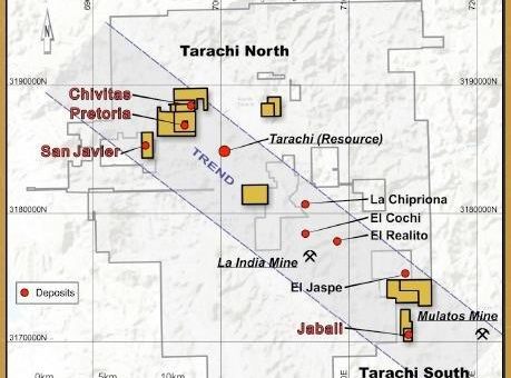 6,34 Gramm/Tonne Gold über 62,55 Meter vom La-Dura-Gebiet, Jabali-Konzession, Tarachi Gold Corp