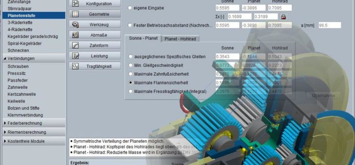 Berechnungsmodul für Planetenstufen erweitert