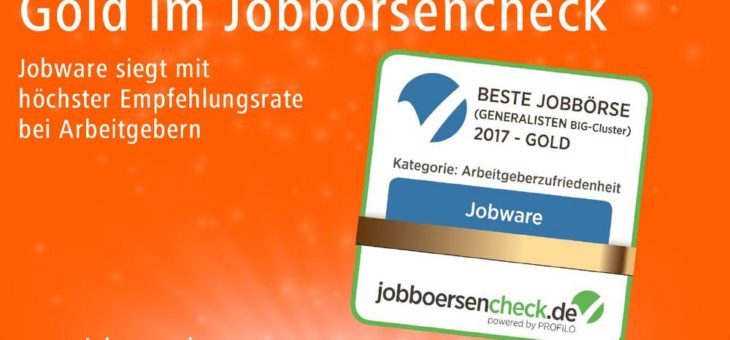 Gold für Jobware – Deutschlands bestes Jobportal 2017
