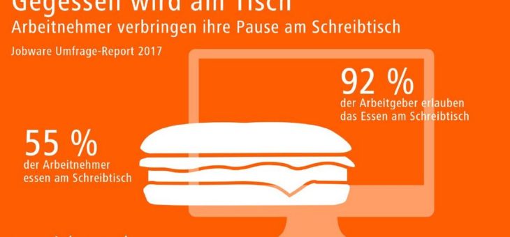 Arbeitnehmer verbringen ihre Pause am Schreibtisch