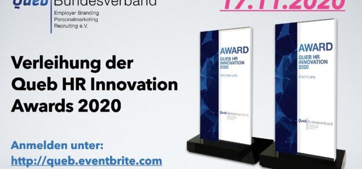 Queb HR Innovation Awards 2020 – virtuell und öffentlich!