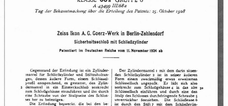 90 Jahre Sicherheit mit IKON – 1928 wurde der heute weltweit verwendete Profilzylinder patentiert