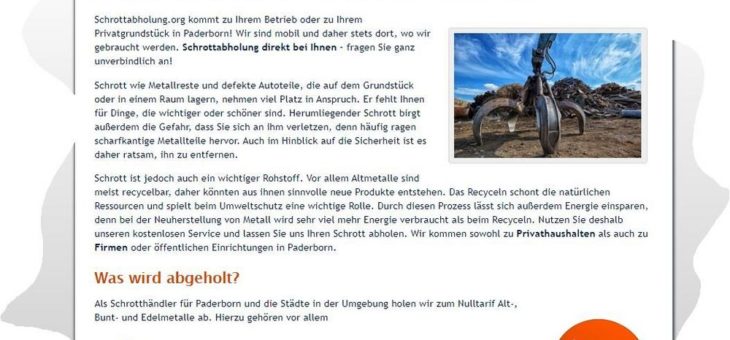 Schrottabholung in Paderborn – Schrotthändler bieten für den Schrott gutes Geld