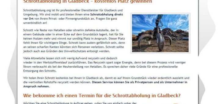 kostenlos Altmetall und Eisen entsorgen in Gladbeck