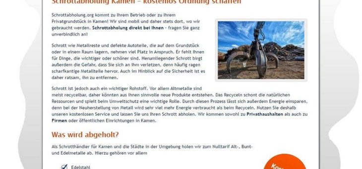 Schrottabholung Kamen und Umgebung