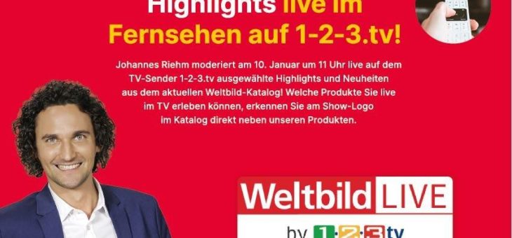 1-2-3.tv präsentiert Weltbild-Highlights live im Fernsehen