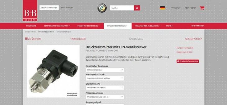 Produkt-Konfigurator im B+B Online-Shop