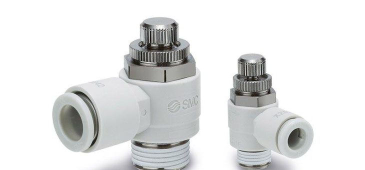 Hart im Nehmen: Drosselrückschlagventil AS-X242-J in Winkelausführung mit Einstellknopf aus Metall