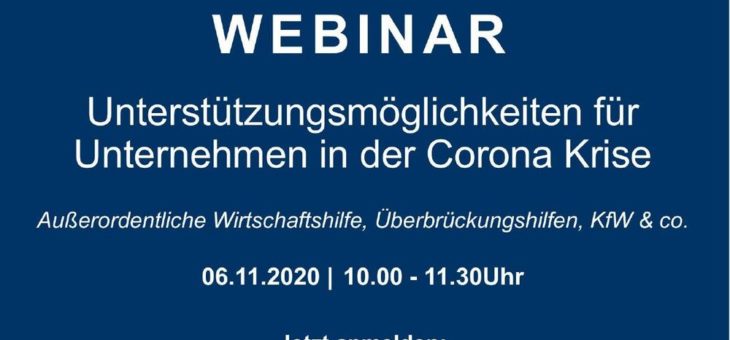 Webinar zu Unterstützungsmöglichkeiten in der Corona Krise