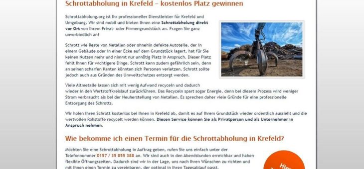 Schrott zu Bargeld verwandeln mit Schrottabholung in Krefeld