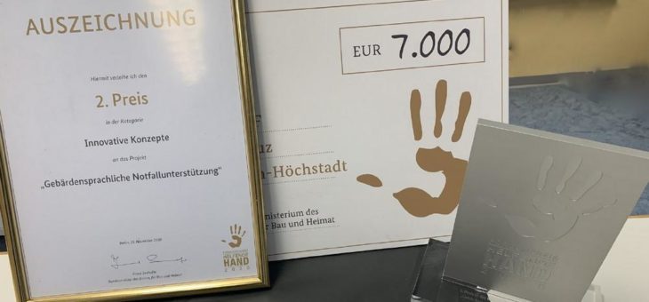 Förderpreis Helfende Hand 2020 für das Projekt „Gebärdensprachliche Notfallunterstützung“