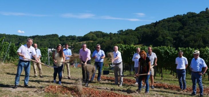 Neuer Aussichtspunkt an der Bergstraße: Spatenstich für bislang größtes Projekt am Erlebnispfad Wein und Stein