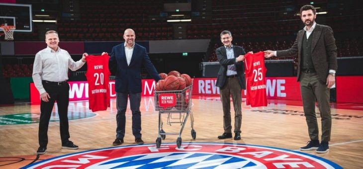 REWE und der FC Bayern Basketball vereinbaren eine strategische Platin-Partnerschaft über fünf Jahre bis 2025