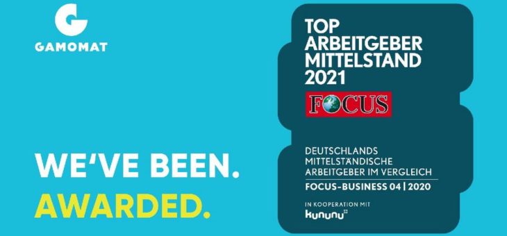GAMOMAT ist „Top Arbeitgeber des Mittelstands 2021“