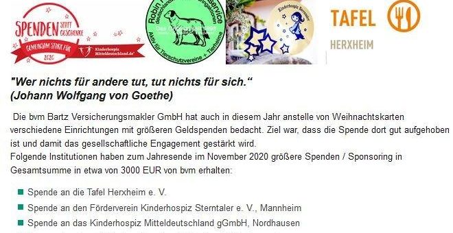 Spenden statt Weihnachtsgeschenke