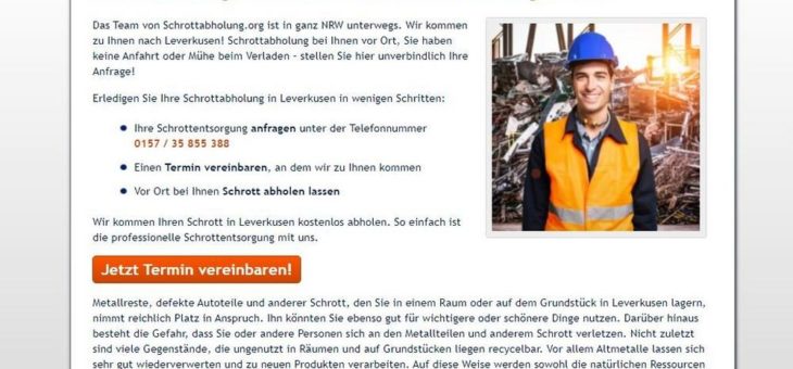 Die Altmetallabholung Leverkusen arbeitet hochprofessionell, um Ressourcen dem Rohstoff-Kreislauf verlustfrei wieder zuzuführen