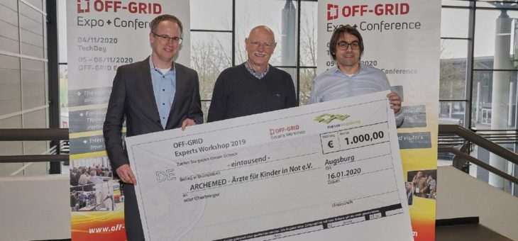 Messe Augsburg und Phaesun GmbH übergeben Erlöse des Off-Grid Sales an ARCHEMED