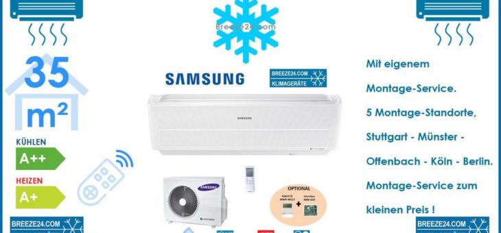 SAMSUNG Klimaanlage Wandgerät WindFree Excklusive 3,5 kW – AR 12 RXPXBWKN/Neu + AR 12 RXPXBWKX/Neu R32 Set für 1 Zimmer mit 35 m² Fläche
