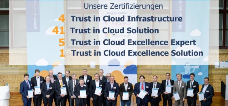 Cloud Ecosystem Qualitäts-Zertifikate „Trust in Cloud“ besonders vertrauenswürdig