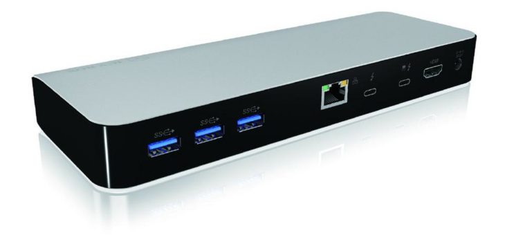 Die DockingStation ICY BOX IB-DK2501-TB3 erweitert Notebooks per Thunderbolt™ 3 um HDMI®, USB-Ports, SD-Kartenleser und LAN