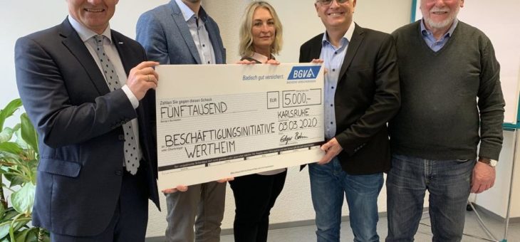 BGV spendet 5.000 Euro an Beschäftigungsinitiative Wertheim BIW gGmbH