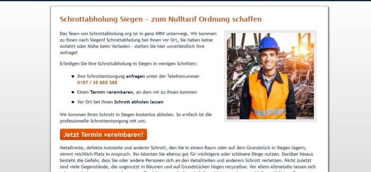 Die Schrottabholung Siegen ermöglicht es allen Haushalten, ihren Schrott kostenlos abholen zu lassen