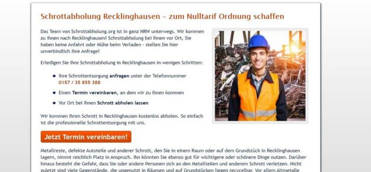 Haushaltsschrott wird von der Schrottabholung Recklinghausen innerhalb des gesamten Recklinghausen Landes abgeholt