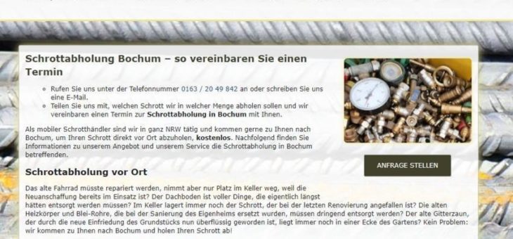 Schrottabholung Bochum (Sonstige Veranstaltung | Online)