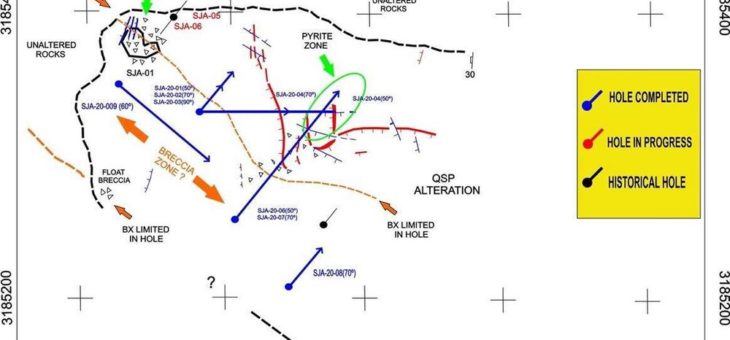 Tarachis Bohrungen liefern 5,39 g/t Gold über 5,6 m und führen zur Entdeckung eines vererzten Brekzienschlotes auf der Konzession San Javier in Sonora, Mexiko