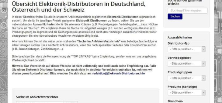 Elektronik-Distributoren schnell und einfach finden