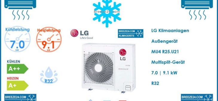 LG Electronics Klimaanlagen Außengerät 7,0 kW – MU4 R25.U21 Multi-Split R32