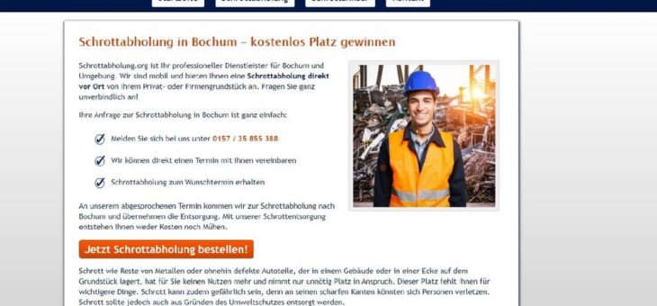 Einfach und schnell Schrottabholung in Bochum