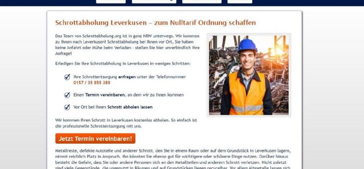 Die Schrottabholung in Leverkusen entsorgt Ihren Metallschrott
