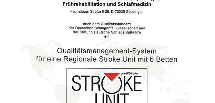 Regionale Stroke Unit: Klinikum Christophsbad übertrifft Anforderungen