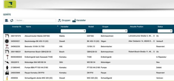 Werkzeugverwaltung von geoCapture schafft Ordnung