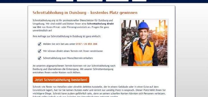 Mit Schrottabholung in Duisburg Metall dem Recycling zuführen
