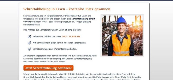 Schrottentsorgung nicht selbst machen, sondern Schrottabholung in Essen beauftragen