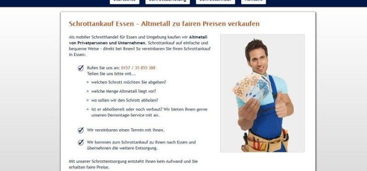 Schrottankauf in Essen: zahlt bei Abholung in bar