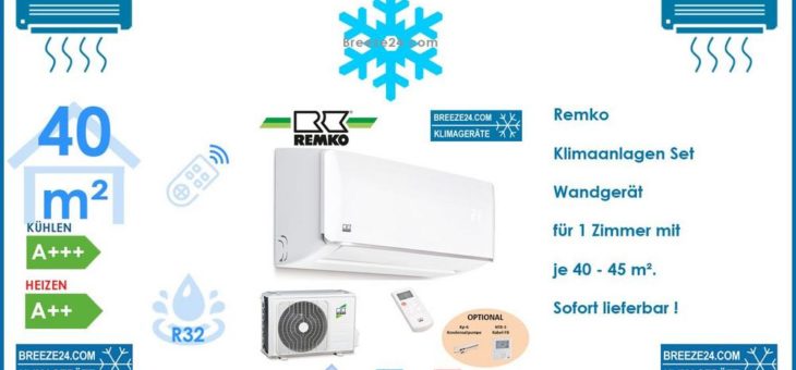 Remko Klimaanlage Wandgerät ML 355 ARCTIC + Wärmepumpe R32 für 1 Zimmer mit 40 – 45 m²