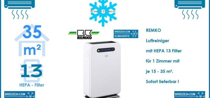 Remko LRM 350 Luftreiniger mit HEPA 13 Filter für 1 Zimmer mit 15 – 35 m²