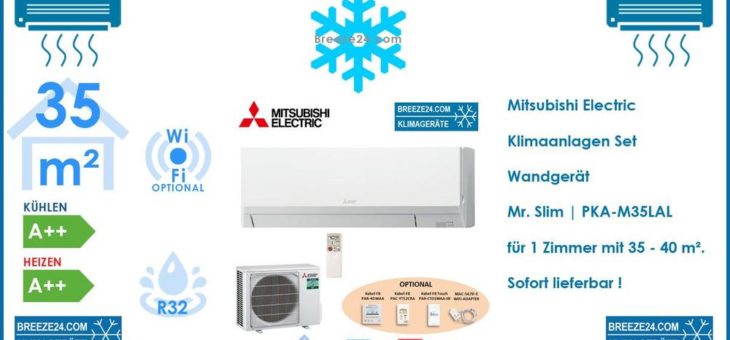 Mitsubishi Electric Klimaanlage PKA-M35LAL + PUZ-ZM35VKA R32 für 1 Zimmer mit 35 – 40 m²