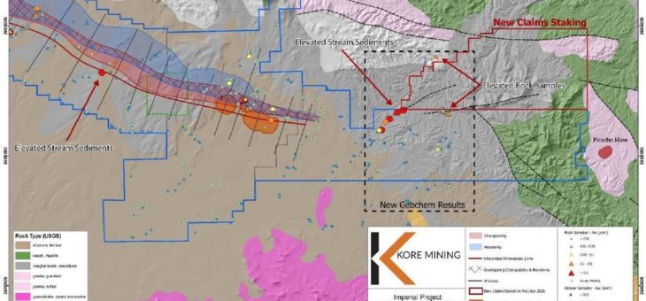 Kore Mining entdeckt Gold in trockenen Bachbetten auf neu abgestecktem Grundstück zwischen den Lagerstätten Imperial und Picacho